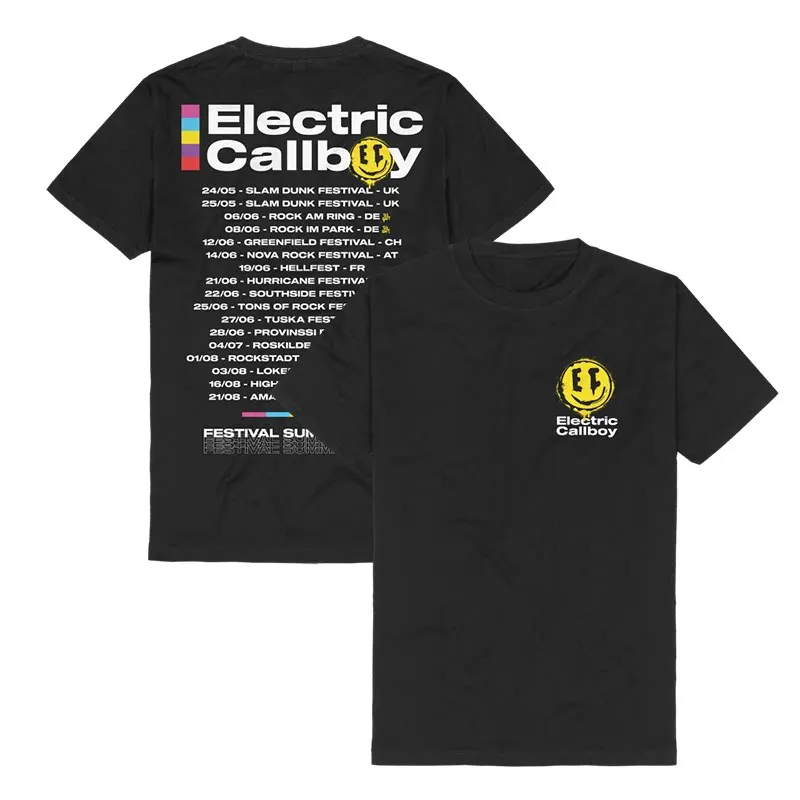 Summer Y2k German Electric Callboy American Retro Short-sleeved Men's Cotton Printed T-shirt
