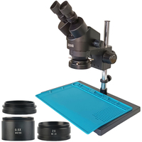 Ship From Russia Big Table Zoom 7X-50X 3.5X-90X Industrial Binocular Stereo Microscope Magnification 56 Adjustable LED Lights