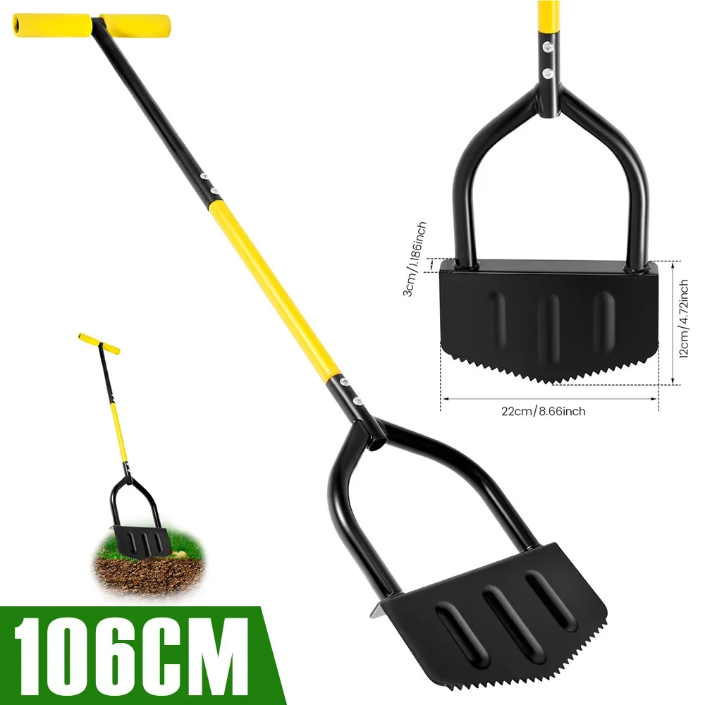 Edadora de césped de media luna de 106CM, pala de recorte Manual de césped de jardín de acero inoxidable con mango de agarre en T, herramienta Manual para bordeadora de césped de jardín