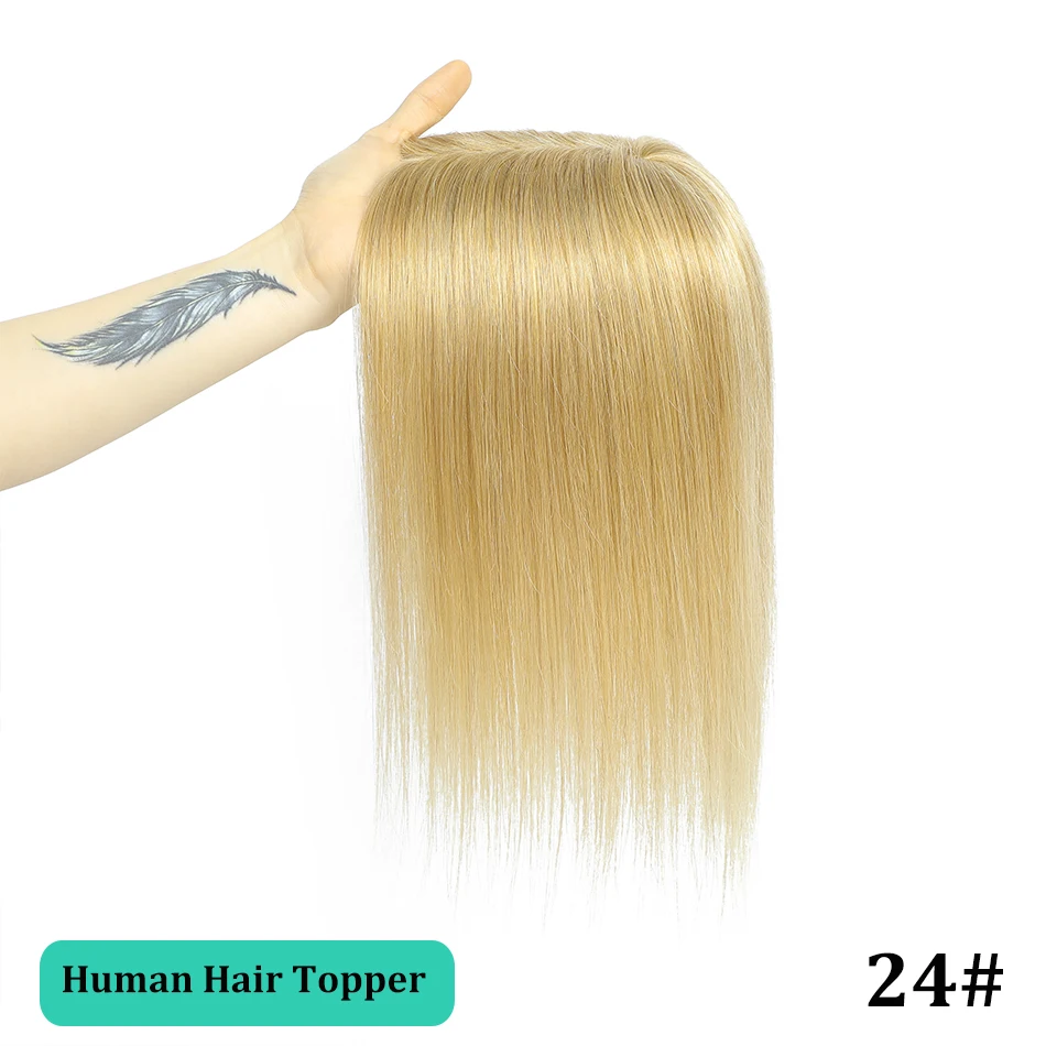 10-18 Inches Hair Topper with Clips 100% Remy Human Hair Toppers For Thin Hair Natural Color Clip In One Piece Hair Extensions