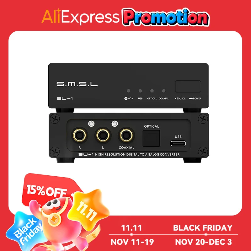 SMSL SU-1 MQA MQA-CD ถอดรหัสเสียง AK4493S XU316 768kHz/32Bit DSD512 SU1 Hi-Res DAC