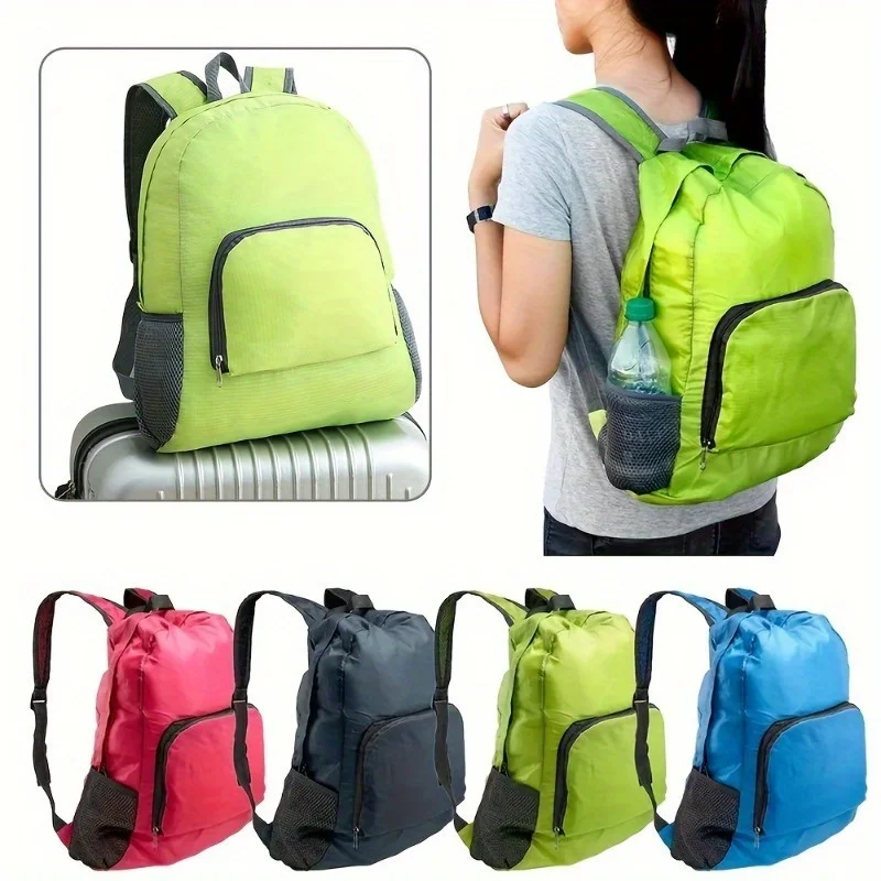 Large Capacity Durable Foldable Canvas Travel Hiking Camping Backpack with Adjustable Shoulder Straps and Zipper Closure