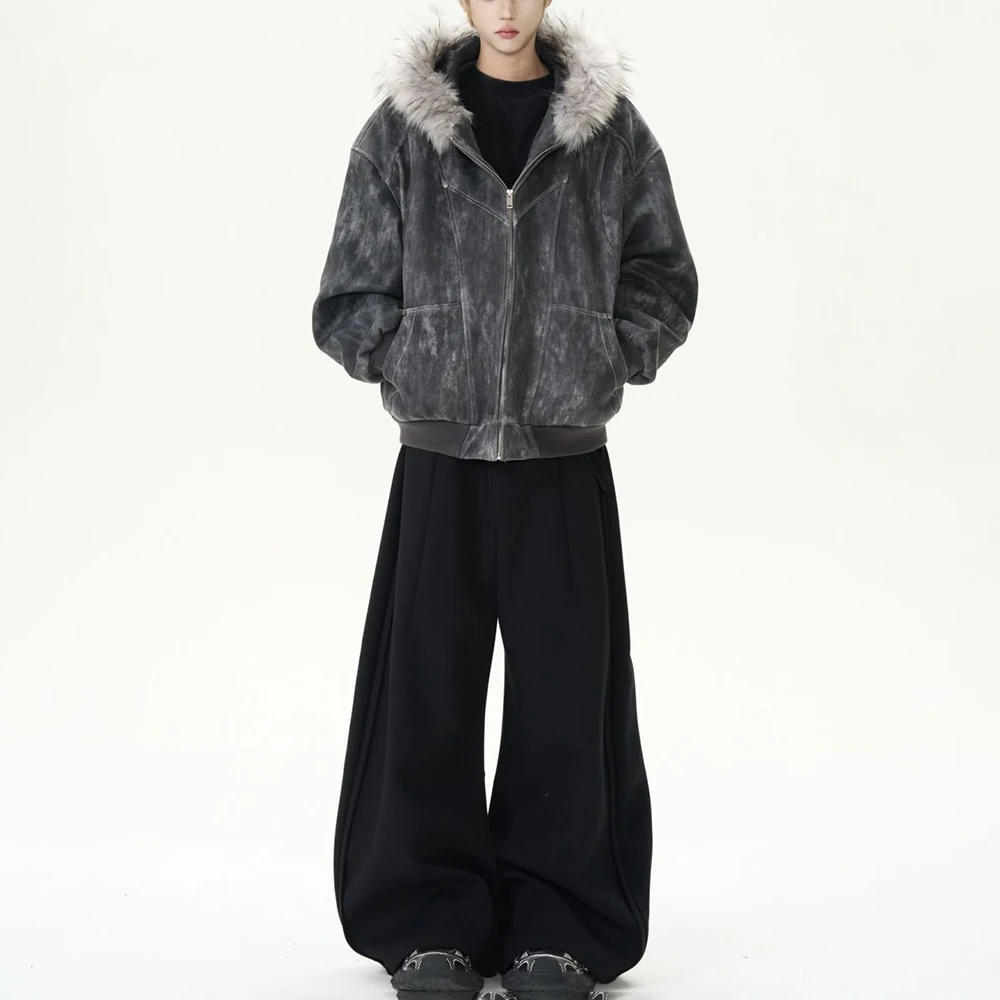 Новая зимняя мужская куртка с меховым воротником и капюшоном с длинными рукавами, американская ретро-мода, модный уличный повседневный свободный нишевый мужской топ