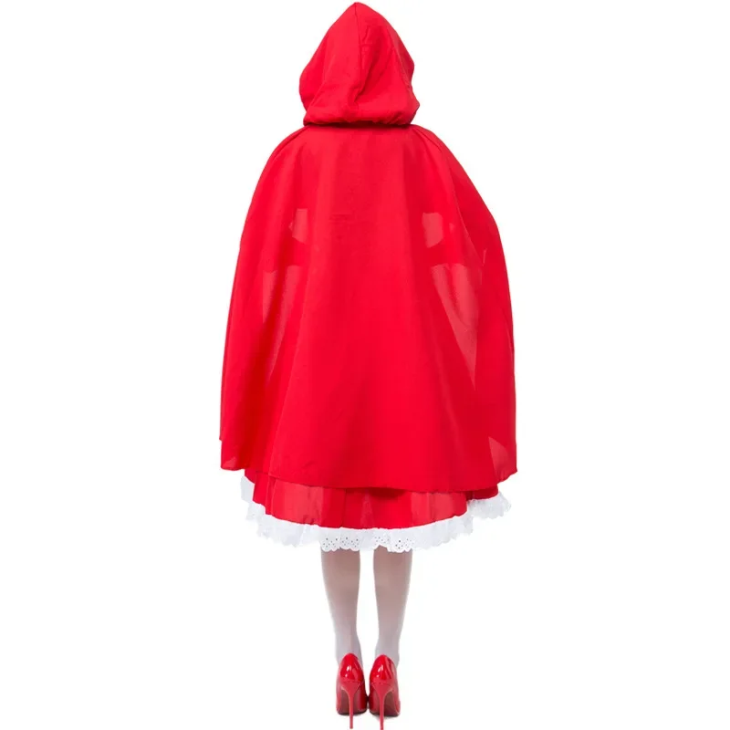 Sexy Adult Classic Fairy Tale Little Red Riding Hooded Princess Costume Halloween Carnival Party Nightclub Maid Cosplay Dress Pl