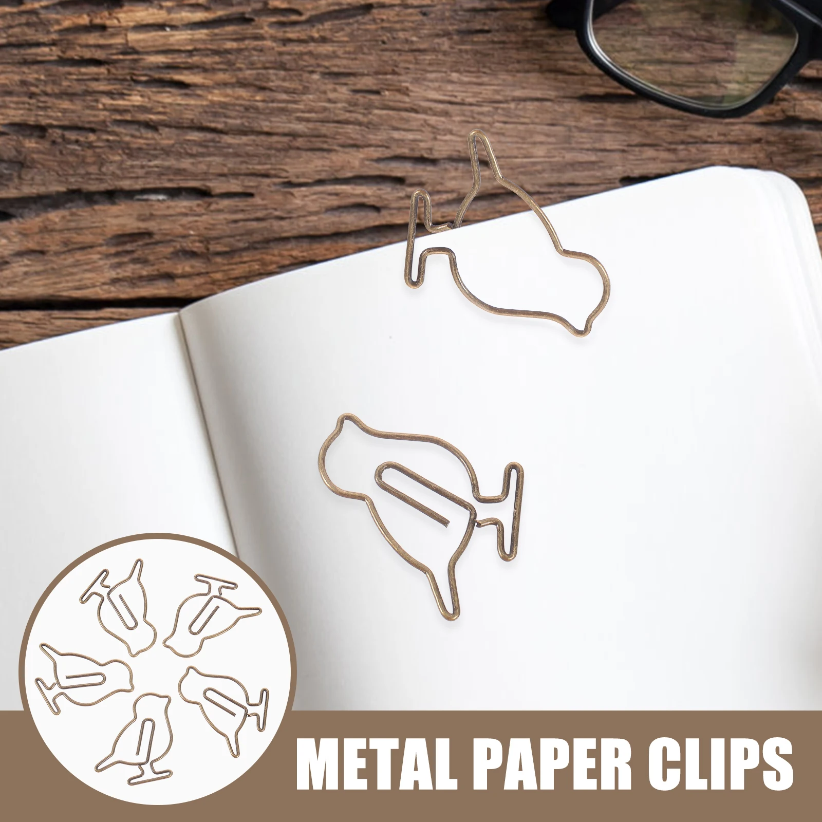

20pcs Metal Paper Clips Cute Bookmarks for Office Documents Files Memo Notes Pages Creative Stationery