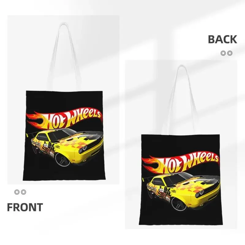 Sport Car Hot Wheels Grocery Shopping Bag Cute Printing Canvas Shopper Tote Shoulder Bags Durable Classic Racing Handbag