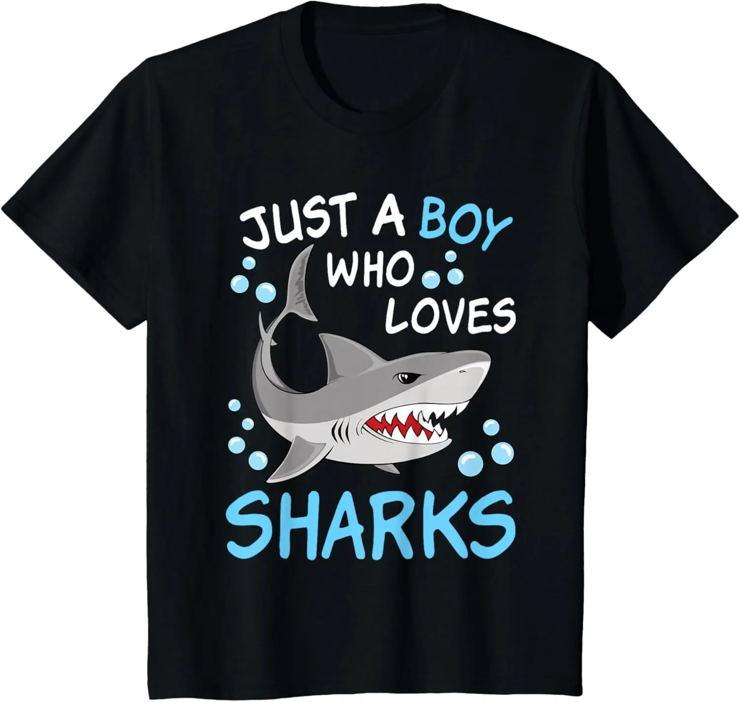 Just A Boy Who Loves Sharks Funny Ocean Animal Shark Kids T-Shirt Cotton Short Sleeve Kid Tee Graphic T Shirts