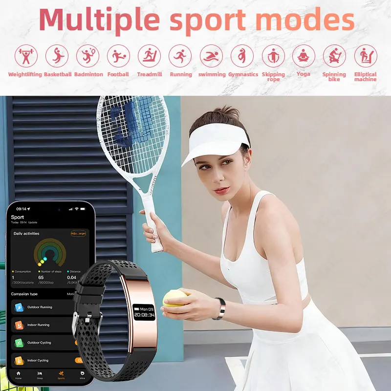 Original LIGE New Smart Bracelet Women Health Fitness Tracker Ultra-thin Heart Rate Monitoring Couple Wristband Sports Watches