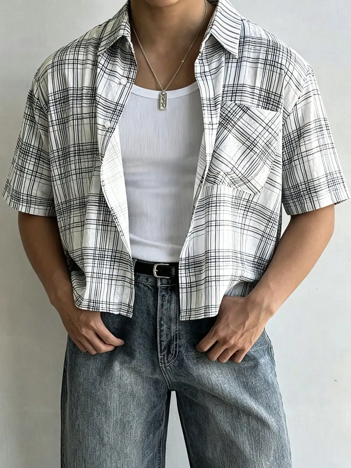 Men's Loose-Fit Short-Sleeve Plaid Casual Shirt – Spring/Summer Style Man Summer Shirts