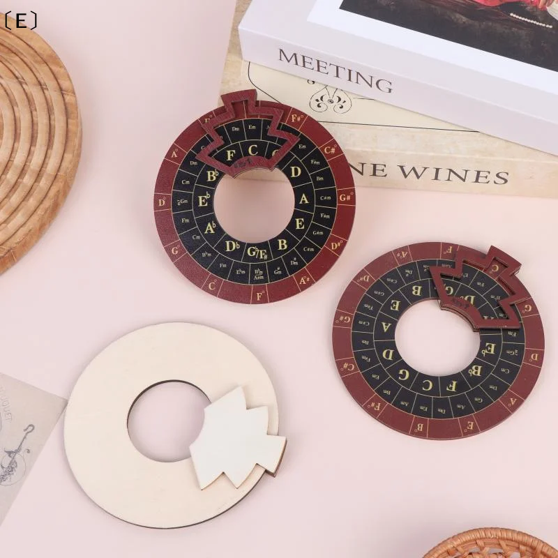 〔E〕Wooden Circle Of Fifths Chord Wheel Rotating Disc For Musician Beginner Songwriter Music Learning Tool