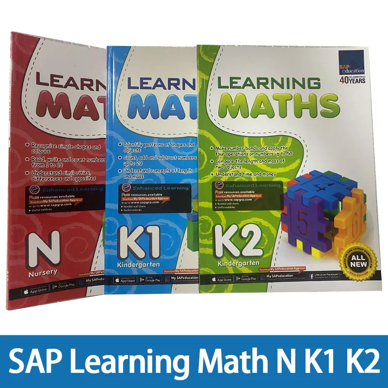 3 Books SAP Learning Math N K1 K2 Singapore Mathematics Kindergarten Learning Series English Exercise Book