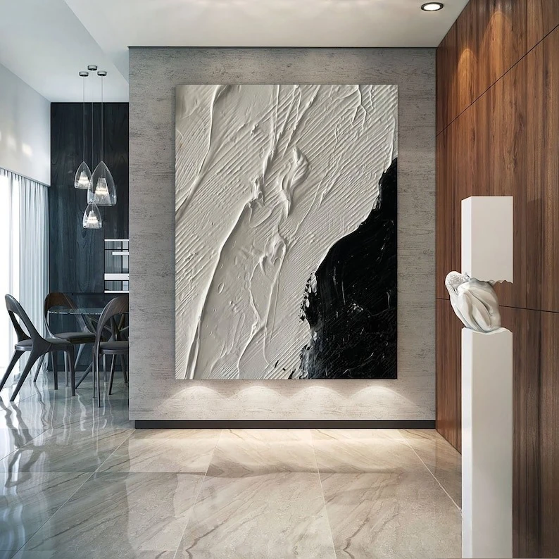 

100% Handmade Modern White Abstract Textured Oil Painting Frameless White Minimalist Canvas Oil Artworks for Living Room Decor