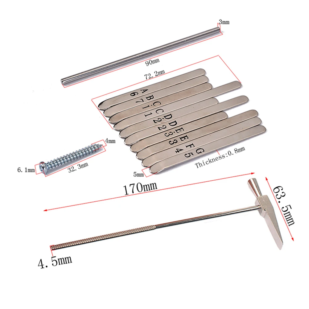 

DIY Musical Steel Keys 10 Keys for 10 Note Kalimba Thumb Piano African Mbira Finger Percussion Musical Instruments with Screws (