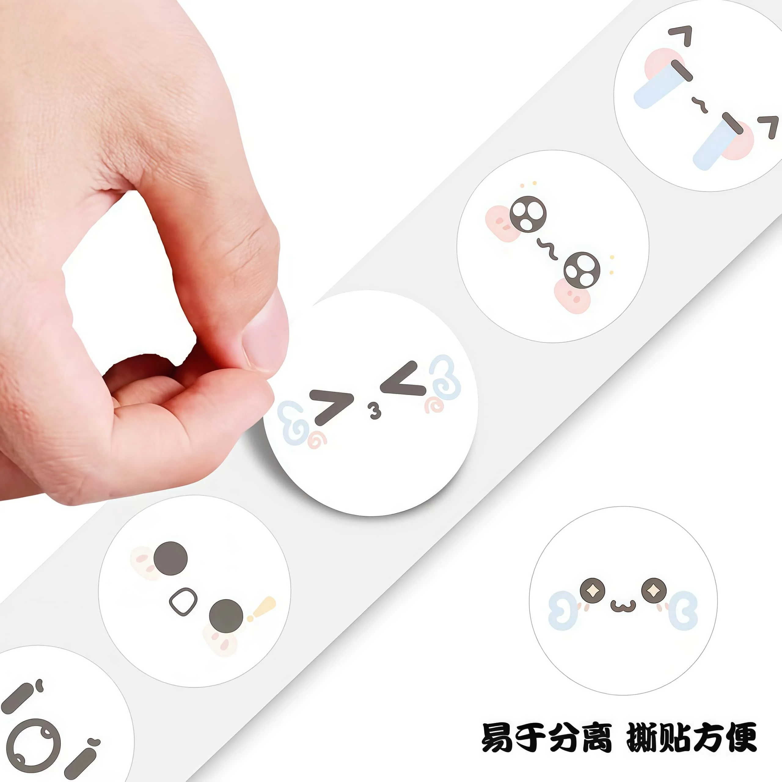 500 قطعة/لفة ملصقات إيموجي كاواي، شارات تعبيرات وجه نصية لطيفة لأجهزة الكمبيوتر المحمول وزجاجة المياه والمجلة والحرف اليدوية