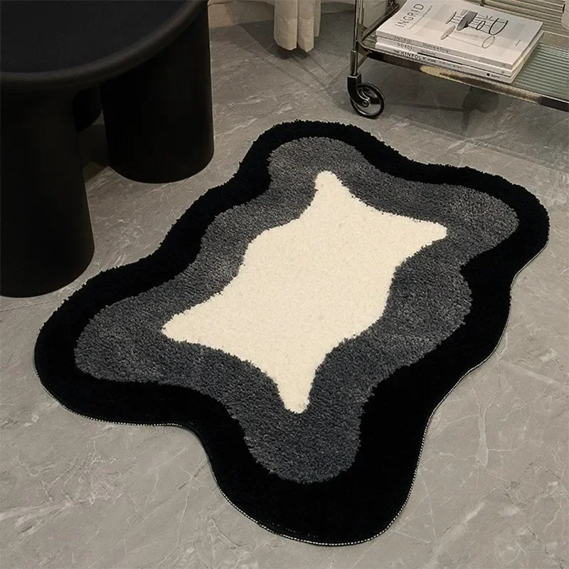 Modern Minimalist Water-absorbent Plush Floor Mats Bathroom Non-slip Foot Mats Toilet Easy To Dry Anti-fouling Flocked Floor Mat