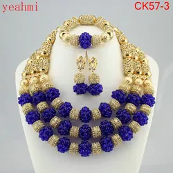 Luxury African Alloy Beads Women Necklace Sets Nigerian Wedding Bride Accessory Jewelry Set