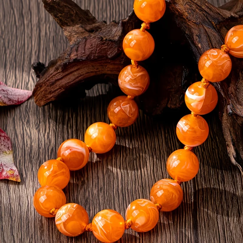 1PC Bohemian-style Elegant Geometric Round Beaded Necklace with Cloud Effect. Perfect for Festive Occasions or Everyday Wear.
