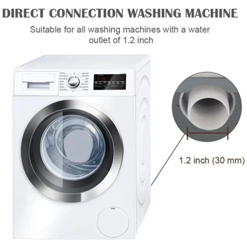 B59B 2X Automatic Drum Washing Machine Drain Pipe Drain Hose Fittings 4 Meter, PE Universal Size with Clamps