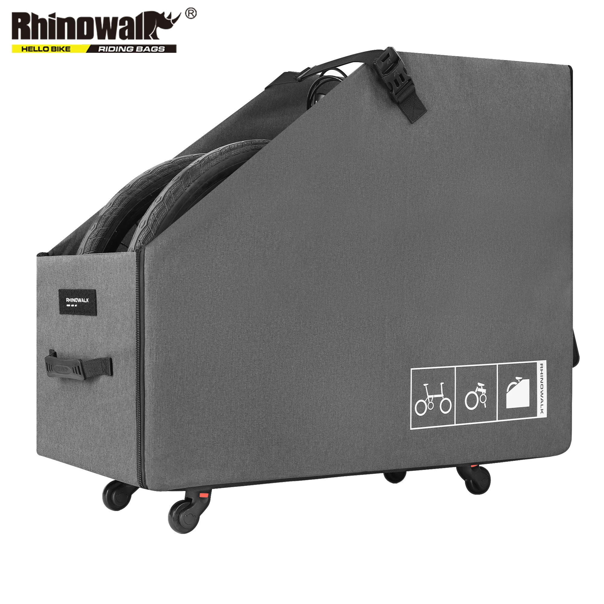 

Rhinowalk Folding Bike Storage Bag 20-22 Inch Cycling Bicycle Carrying Bag Box Case With Wheels Dust Cover Bike Accessories