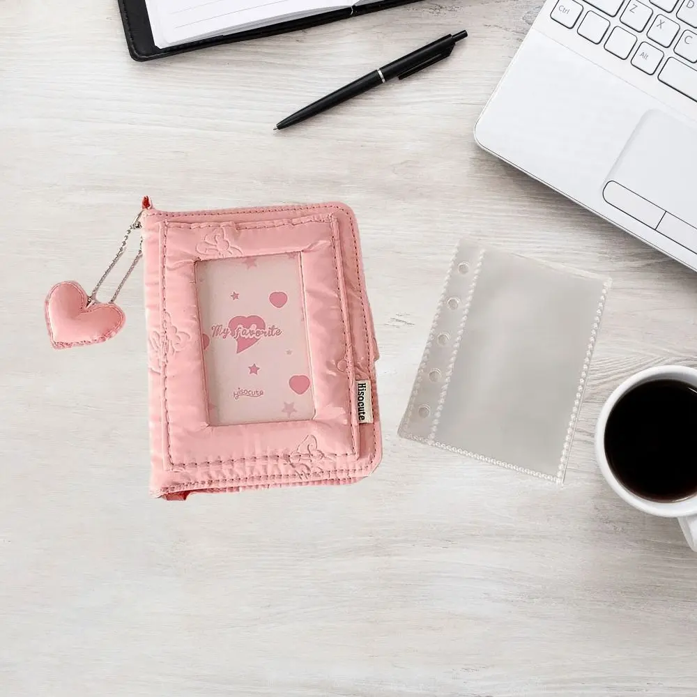 Loose-leaf Binder Korean Photocard Holder Hanging Decoration Korean Style Idol Card Display Protector With Heart Keychain