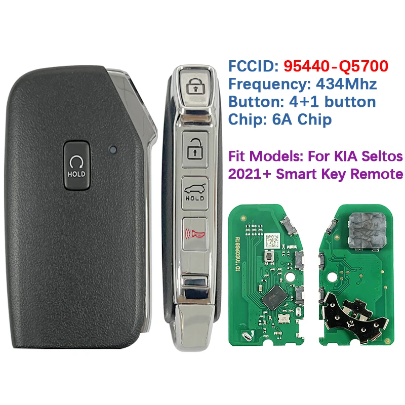 

CN051255 Aftermarket 5 Button Smart Key Remote Start Control Fob FCC 95440-Q5700 6A Chip 433Mhz For Kia Seltos 2022-2024