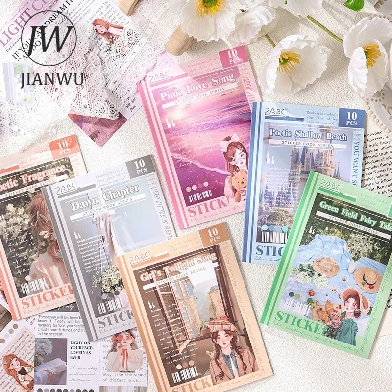 JIANWU The Thoughts of A Young Girl Series Vintage English Text Material Collage Sticker Book Creative Journal Stationery