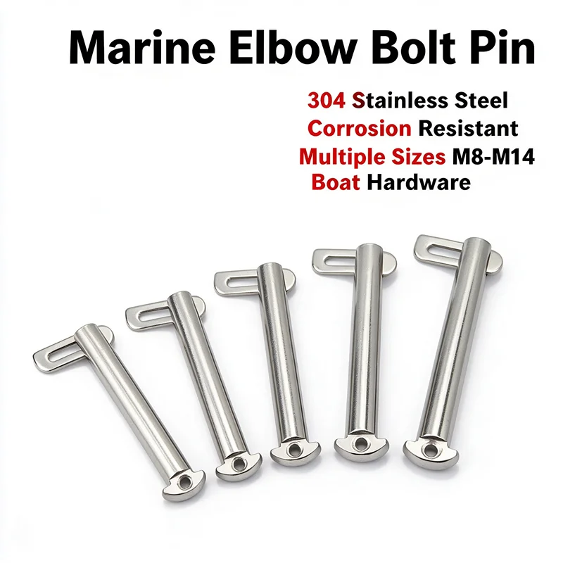 M8 M10 M12 M14 304 Stainless Steel Elbow Tongue Pin Marine Elbow Bolt Pin Corrosion Resistant Boat Hardware Fastener