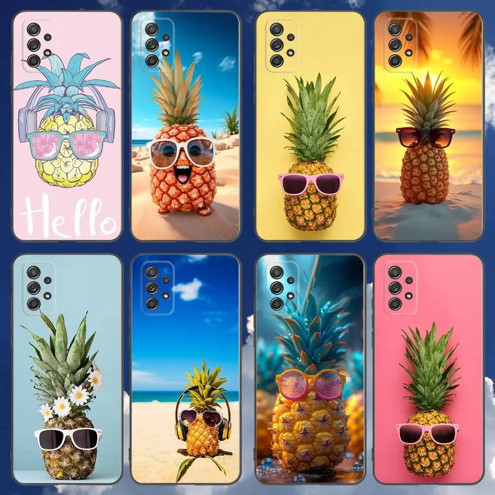

Summer pineapple Phone Case For Samsung Galaxy A 91,80,73,72,71,53,52,51,22,5G Shockproof Soft Black Cover
