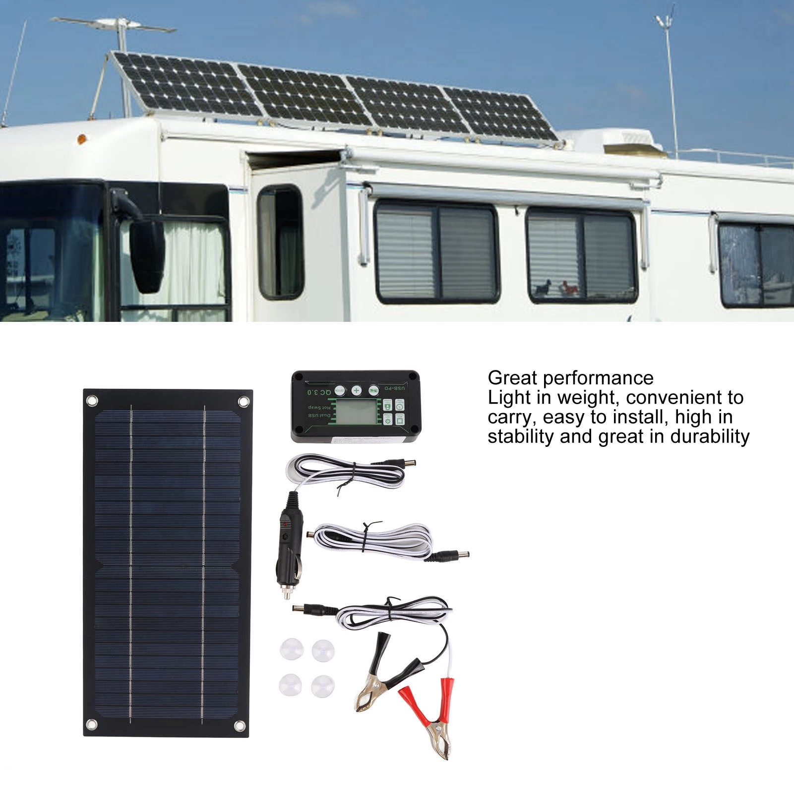 Solar Panel  High Conversion Rate High Output Efficiency Portable Solar  Kit 100A 600W for RV