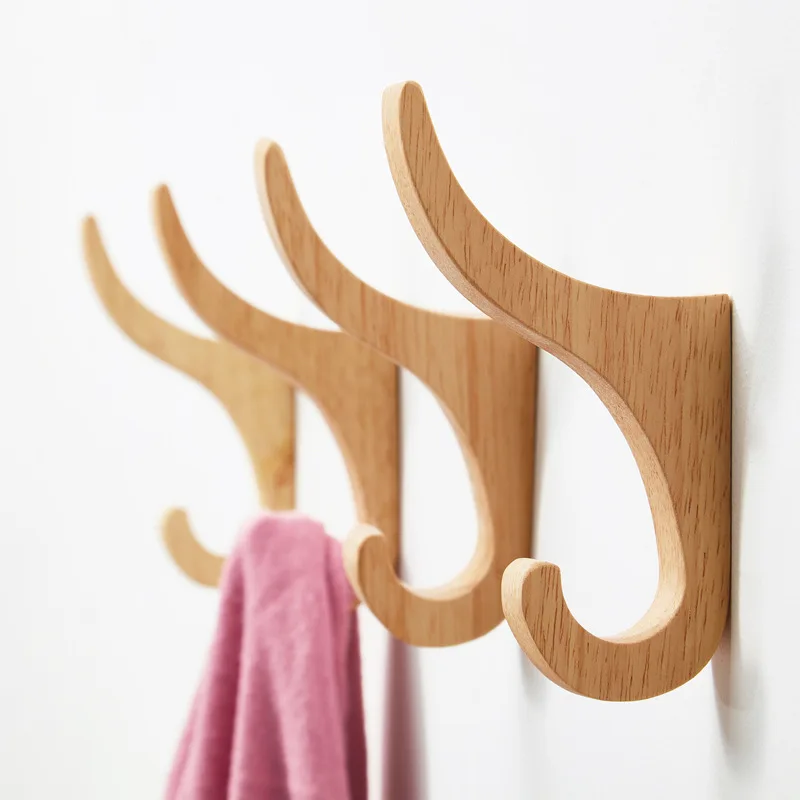 Wall Wooden Hook Coat Rack Door Hanger Key Decorative Holder Multi-Purpose Storage Gadgets Organizer Kitchen Bathroom Accessori