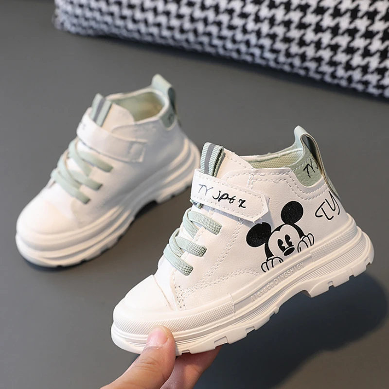 Disney Children Casual Shoes Boys Girl Sneakers Spring Autumn Kids Boots Shoes Mickey Mouse Boys Casual Shoes