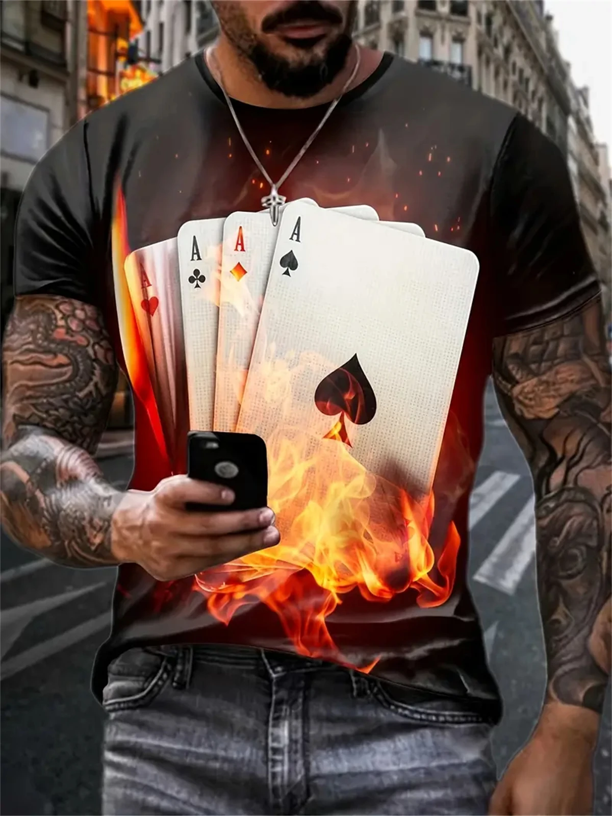 Summer Men's T-Shirt New Cool Poker Graphic T Shirts Casual Fashion Originality Card Pattern Tees 3D Printed Short Sleeve Tops