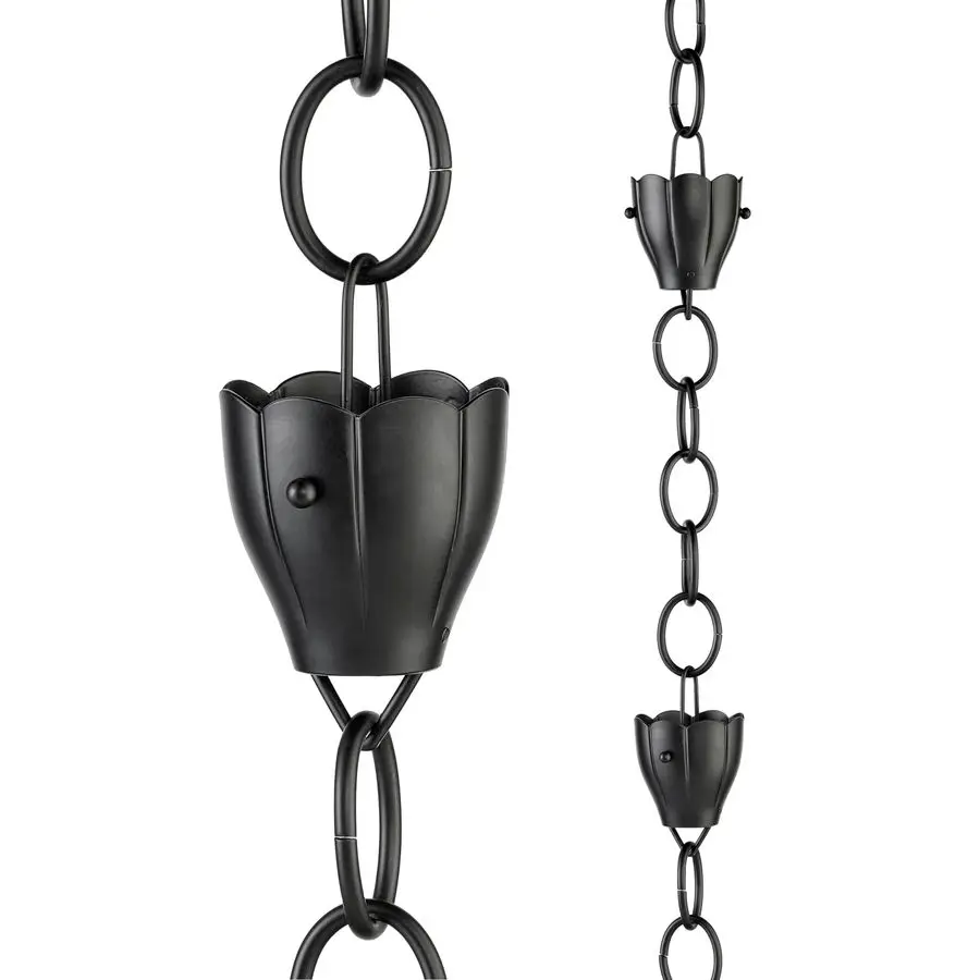 

Кружка Cup Crocus Black Aluminum 8.5 футов. Дождевая цепь с креплением для водостока от Good Directions