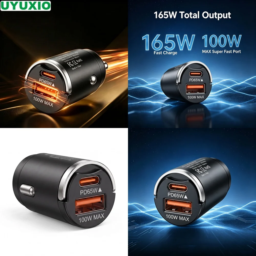carregador-de-carro-de-carga-rapida-165w-design-embutido-em-liga-de-zinco-carregamento-duplo-usb-c-65w-e-usb-a-100w-para-telefones-tablets-e-laptops