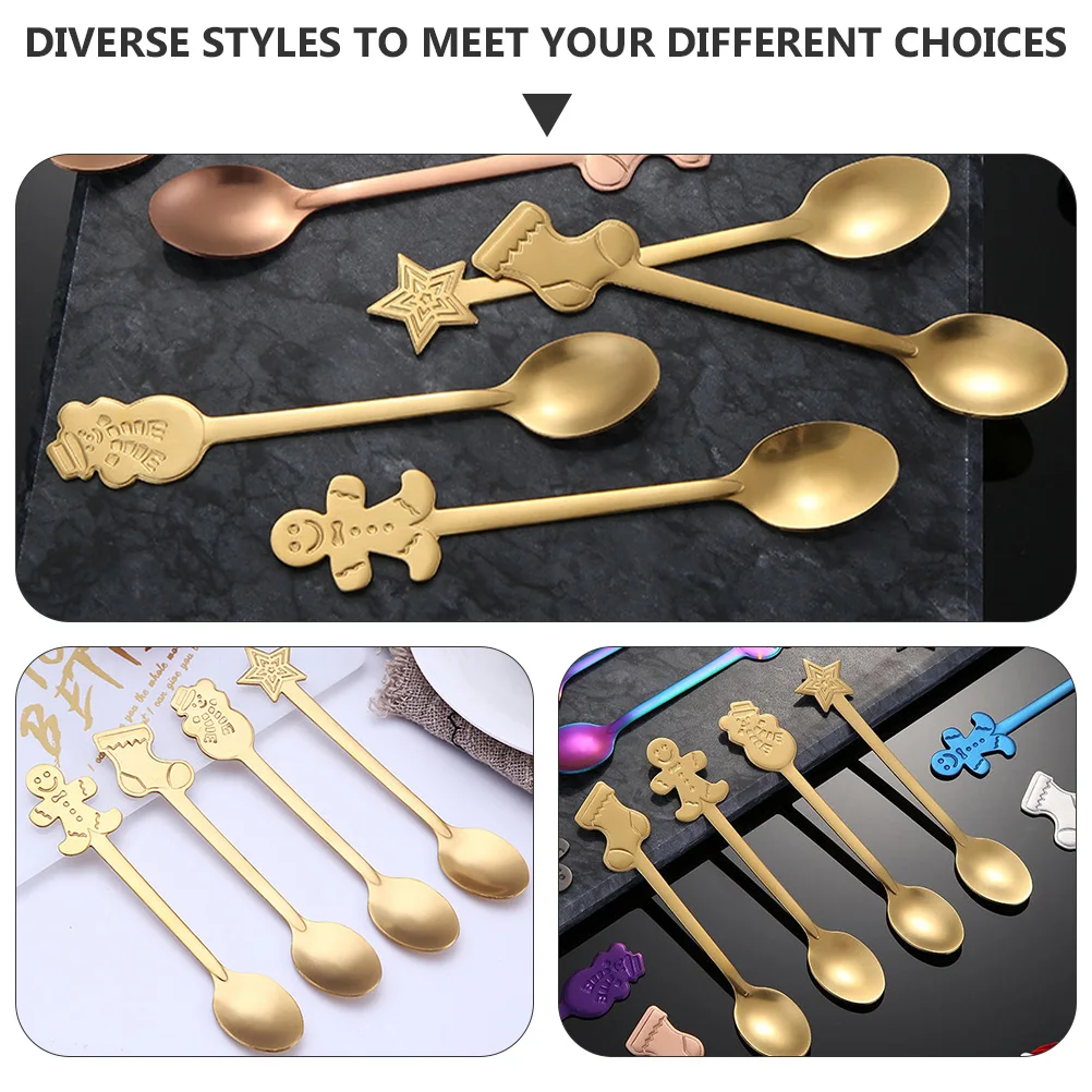 

4 шт. ложка кофейные ложки мини-цвет золотой нержавеющая сталь перемешивание рождественские подарки