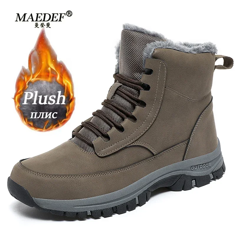 

MAEDEF Super Warm Winter Boots Outdoor Hiking Men Boots Snow Antiskid Waterproof Boots Men's Shoes Winter High Top Cotton Shoes