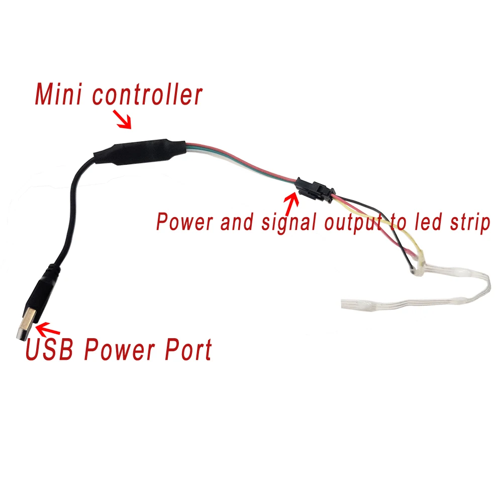 New 5V WS2812/WS2811 Programmable RGBIC Dream Color LED Strip Kit – inlcude USB Controller for Christmas LED Fairy Lights