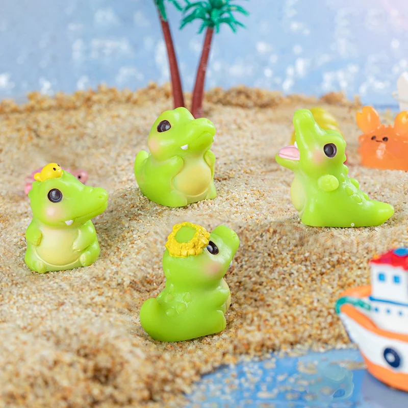6 stuks cartoon hars krokodil ornamenten micro landschap creatieve landschapsarchitectuur DIY decoratieve mini desktop ornamenten