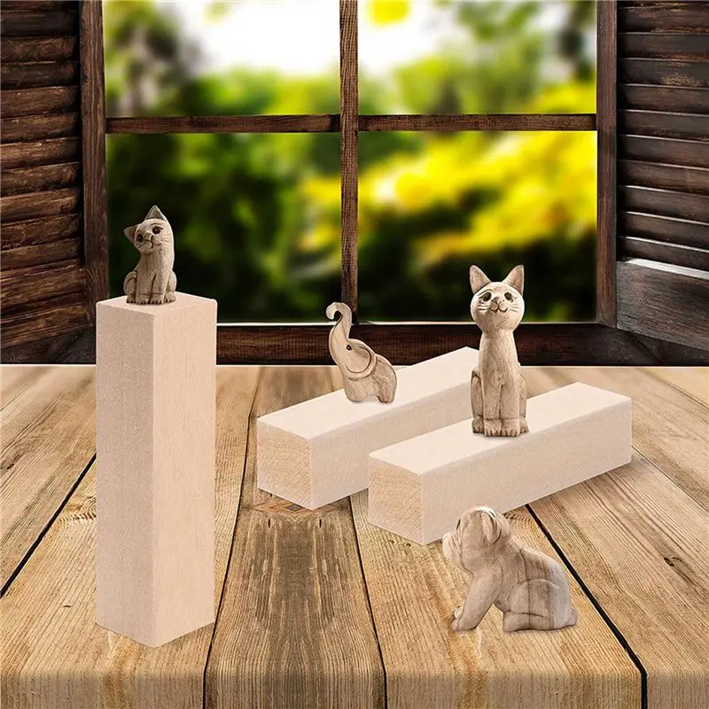 AA81-Large Carving Wood Blocks (50 Pack) 4 X 1 X 1 Inches Unfinished Basswood Project Craft Kit DIY Hobby Set For Beginners