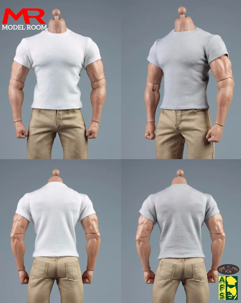 AFS 1/6 Skala Männliche Soldat Einfarbig T-shirt Tops Kleidung Modell Fit 12'' Soldat Action Figur Körper Puppen – Detail 12