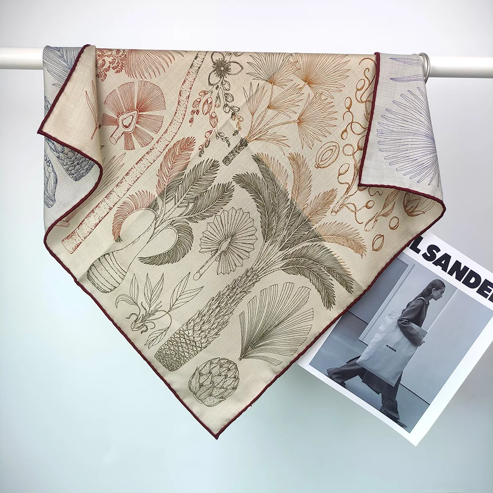 

Шелковый шерстяной шарф 65 см, маленькие шарфы, двусторонние ручные шали с краями, украшение для головы, волос, шеи, зимний женский рождественский подарок