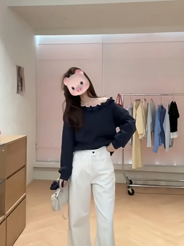 韓国 Sle ルーズフィットパーカー レディース 春の新作 花柄スプライシングデザイン ラウンドネック ロングスリーブ カジュアル 快適トップ