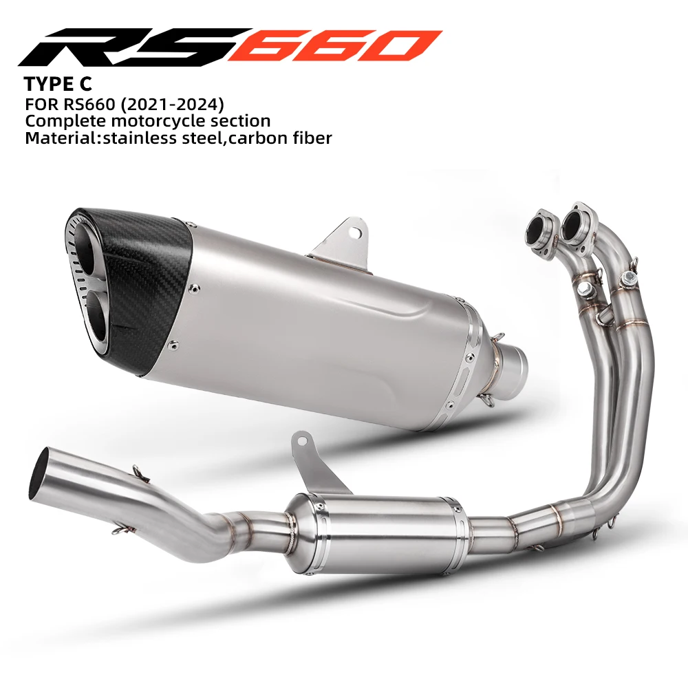 

For RS 660 TUONO 660 2021-2024 Complete Exhaust System Front Link Pipe 51mm Muffler Removable DB Killer Escape