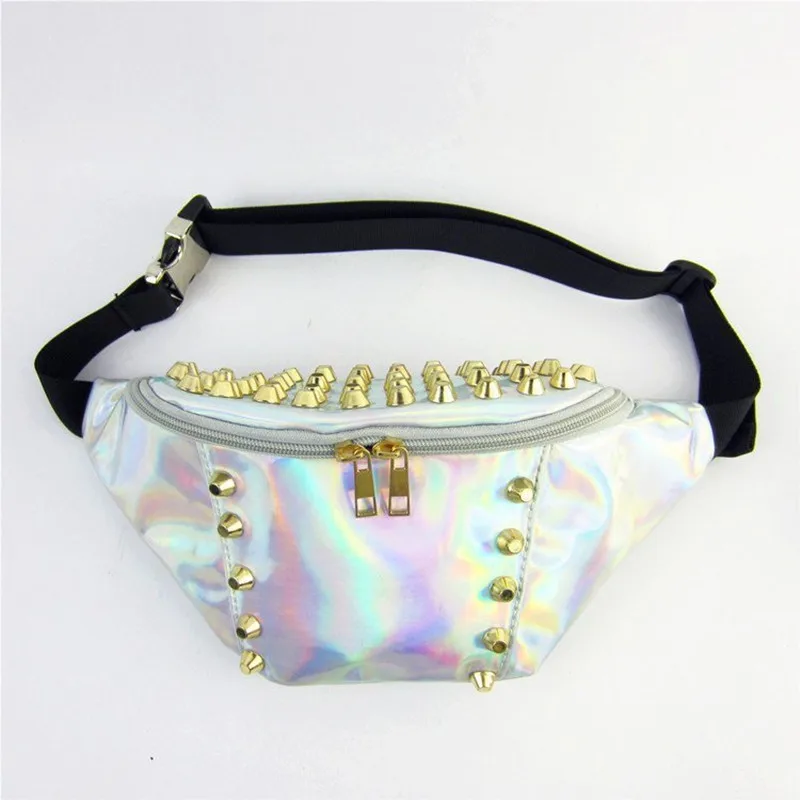 fanny pack leg bag pochete Rivets waist bag women women's waist bag fanny pack for women Transparent pochetes cintura mulheres