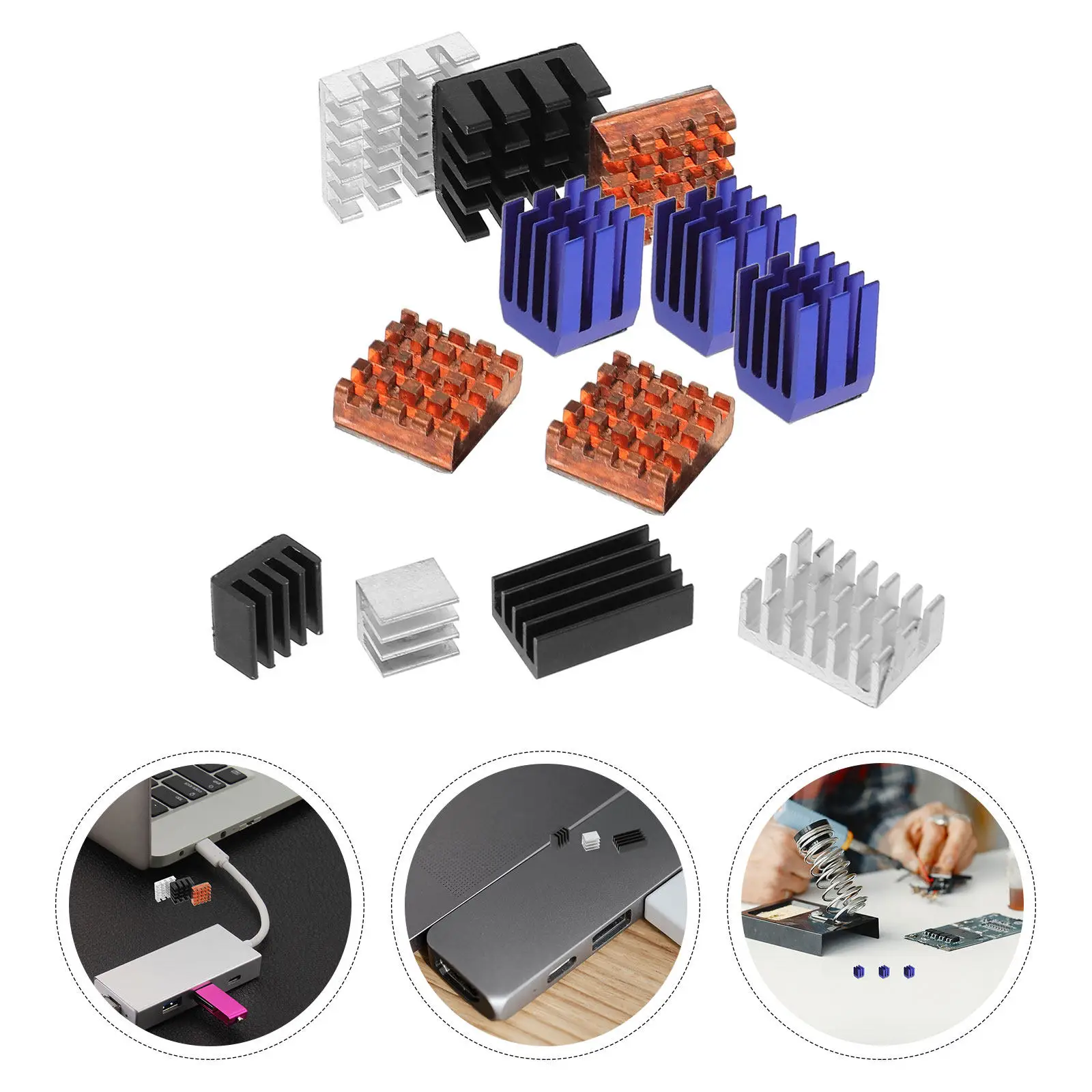12Pcs 3B Cooling Kit Blend Materials Heatsink Double Sided Thermal Tape Higher Conductivity Than Brass Steel