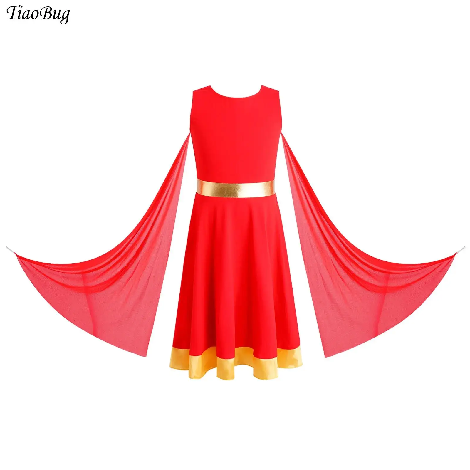 

Kids Girls Liturgical Dance Tunic Dress Contemporary Ballet Praise Lyrical Dance Costume Church Christian Worship Robe Dancewear