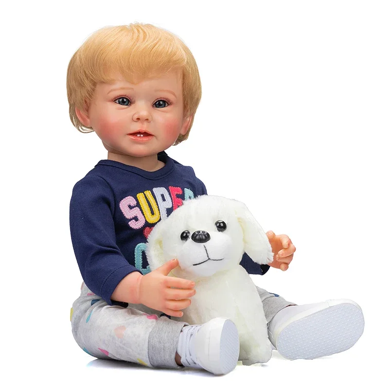 55CM Reborn Baby Boy Bonnie Full Body Vinly Soft Touch Lifelike Painting Skin Toys for Children Gift Can Be Bath Doll