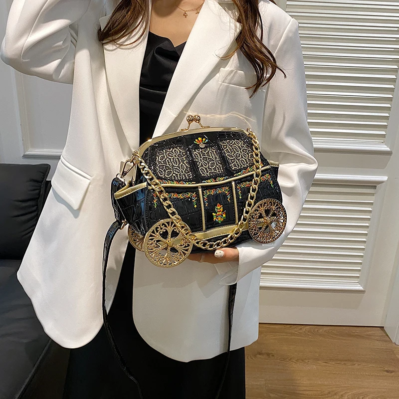 Branded Royal Carriage Evening Clutch Purses For Women Embroidery Dinner Party Cross Body Bag Luxury Gorgeous Crocodile Handbags