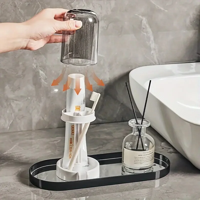 Moderner Zahnbürstenhalter mit auslaufsicherem Design und wasserdichter Basis, eigenständiger Badezimmer-Organizer.