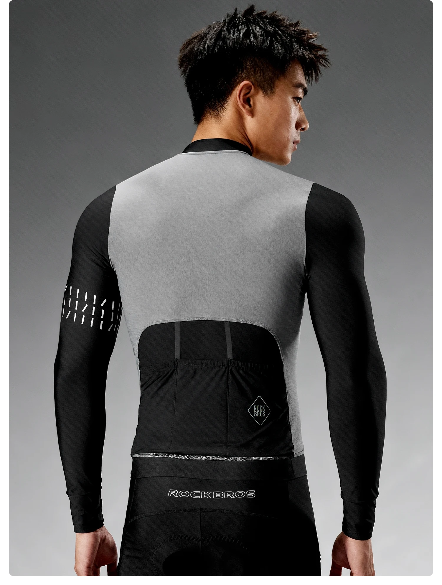 ROCKBROS Radtrikot mit langen Ärmeln, dünnes Fleece-Design, reflektierende Elemente, mit YKK-Reißverschluss, bequeme Fahrradjacke mit langen Ärmeln. – Detail 10